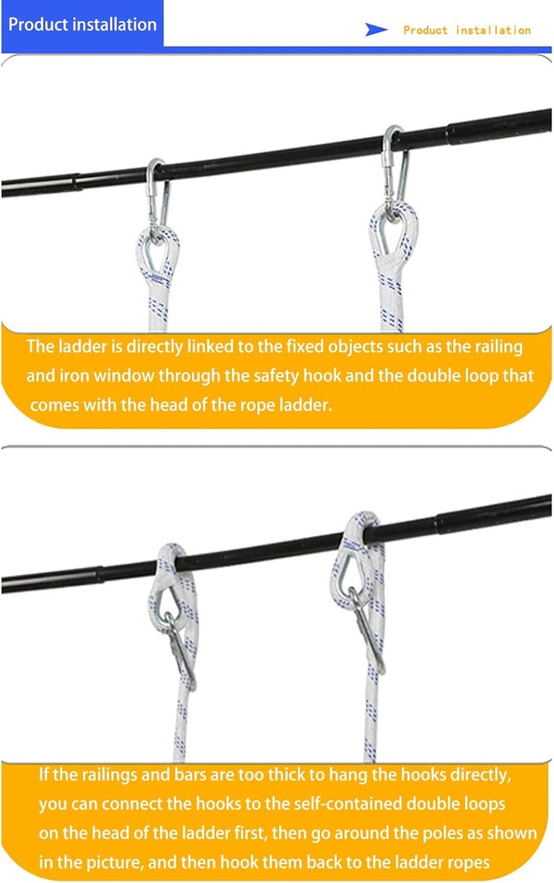 JFFLYIT 13ft Fire Escape Rope Ladder Emergency Fire Ladders Fire Escape Ladder for 2 Story - Image 5